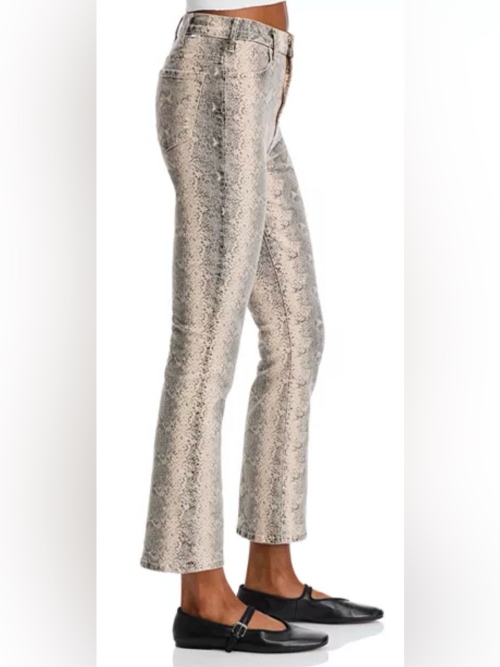 NWT MOTHER "The Hustler" Flood jeans in the "Boa Babe" snake print 27 - Picture 7 of 16